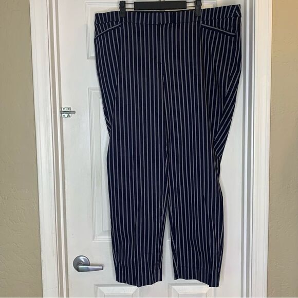Lane Bryant The Madison Navy and White Stripe Ankle Pants Size 22 - Picture 1 of 11